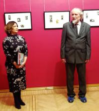 Чернов А.С. на открытии выставки «Романтик и его графика» (экслибрисы Г.В. Малакова) в Тамбовской областной картинной галерее. 30.01.2026. Автор фото: Е. Карикова