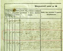 Запись о рождении И.П. Минаева. Ф. 1049.Оп.5.Д.5499.Л.26 об.